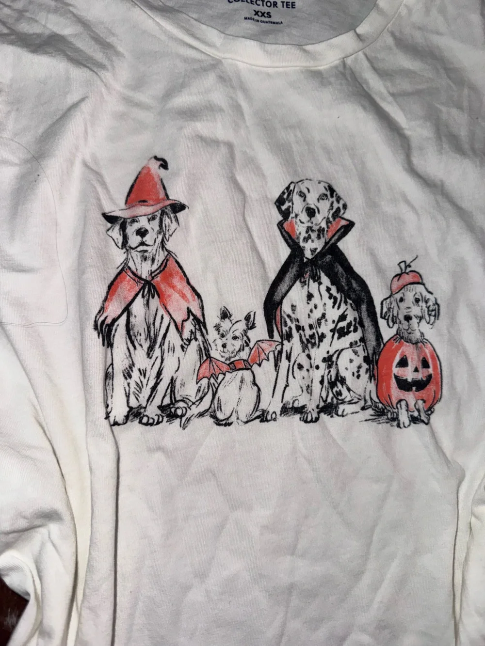 JCrew a collectors tee White Halloween Dalmatian Puppy Graphic Tee